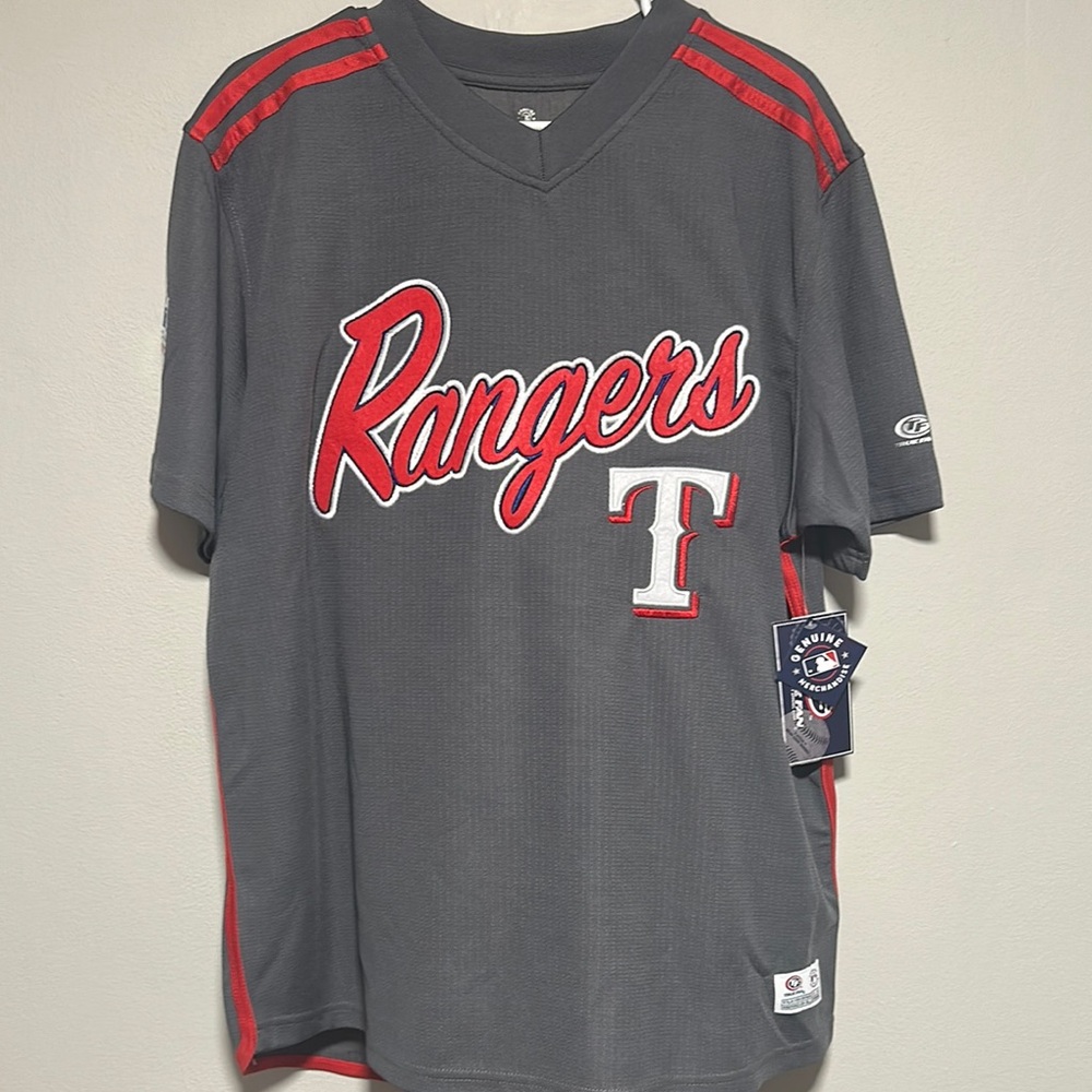 Rangers Gray and Red V-Neck T-Shirt